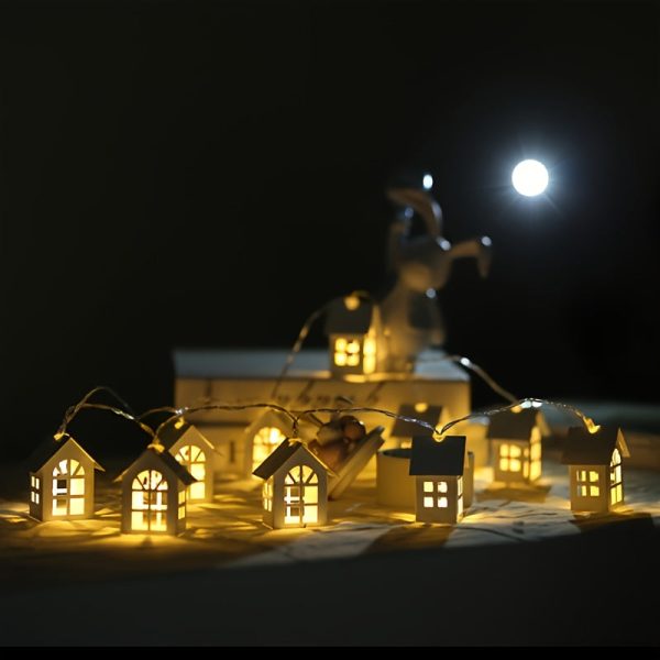 Goodsright Decor 1pc, 4.9ft 10 Lights, Small House String Lights, LED Christmas Decorative Lights, Cabin String Lights, Room And Bedroom Decor
