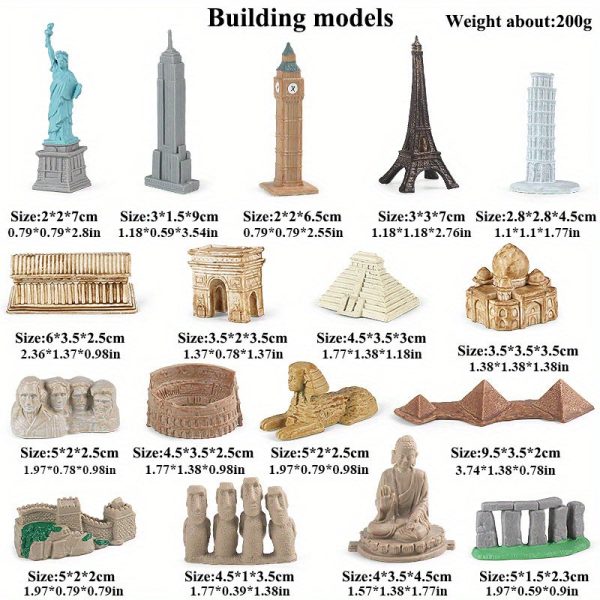 Goodsright Decor 17pcs Baby Montessori Building Model, Simulation Landmark, Great Wall, Colosseum, Eiffel Tower, Education Toy, Gift For Halloween, Thanksgiving, Christmas