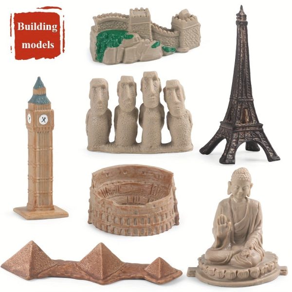 Goodsright Decor 17pcs Baby Montessori Building Model, Simulation Landmark, Great Wall, Colosseum, Eiffel Tower, Education Toy, Gift For Halloween, Thanksgiving, Christmas