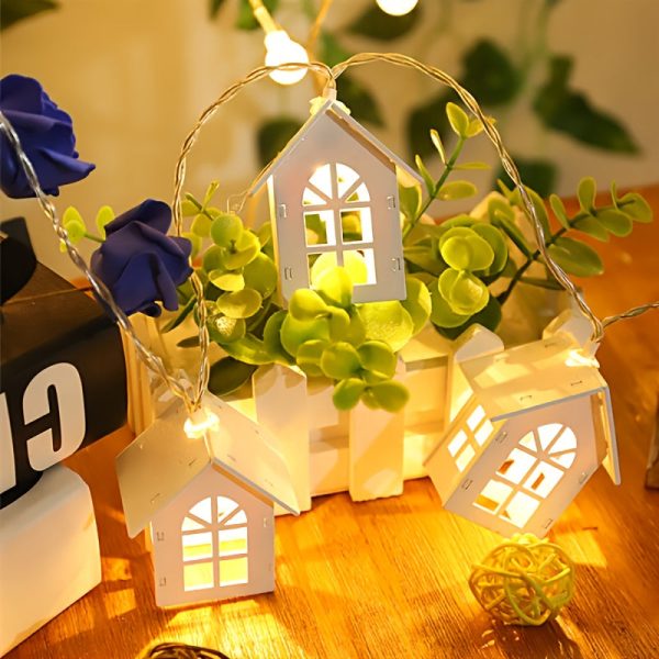 Goodsright Decor 1pc, 4.9ft 10 Lights, Small House String Lights, LED Christmas Decorative Lights, Cabin String Lights, Room And Bedroom Decor