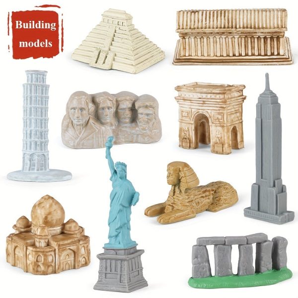 Goodsright Decor 17pcs Baby Montessori Building Model, Simulation Landmark, Great Wall, Colosseum, Eiffel Tower, Education Toy, Gift For Halloween, Thanksgiving, Christmas