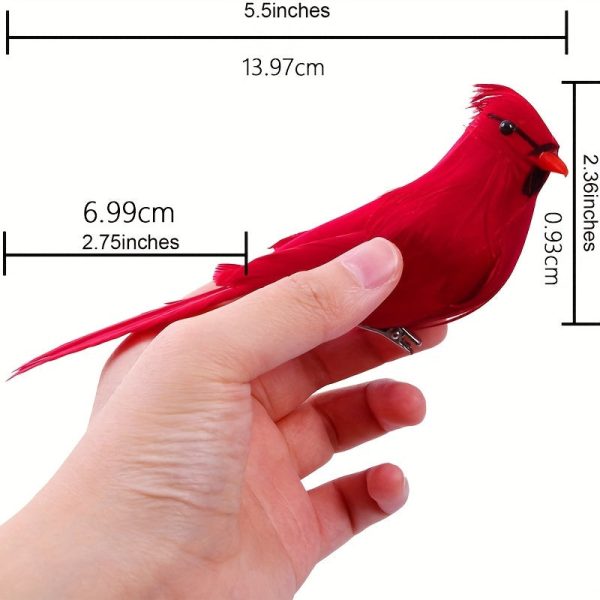Goodsright Decor 3/6/12PCS Lifelike Artificial Cardinal Red Birds - Clip-On Christmas Tree Decorations - Durable, Seasonal Charm for Home, Office, Festival, & Party Decor