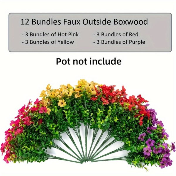 Goodsright Decor 12-Piece Uv-Resistant Artificial Daisies & Eucalyptus - Vibrant Faux Flowers For Outdoor Decor, Perfect For Porch, Patio, Window Boxes & Home Gardens
