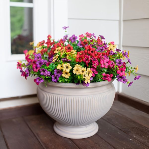 Goodsright Decor 12-Piece Uv-Resistant Artificial Daisies & Eucalyptus - Vibrant Faux Flowers For Outdoor Decor, Perfect For Porch, Patio, Window Boxes & Home Gardens