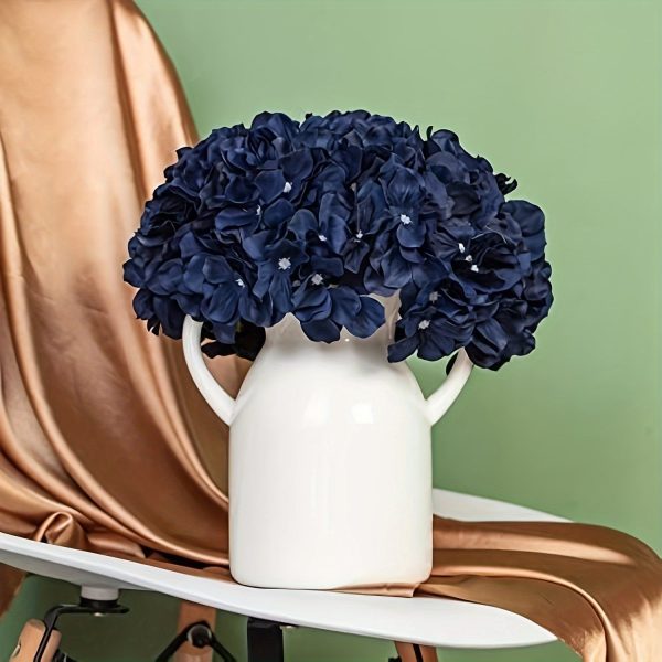 Goodsright Decor Elegant Navy Silk Hydrangea Flowers, 6-Pack - Versatile & Realistic, Perfect for Weddings, Parties & Home Decor, Allergy-Free