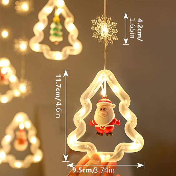 Goodsright Decor 1 Set, Christmas LED Fairy Lights, 120LED 9.8FT, Holiday Light, Curtain Light, Hanging String Lighting With Snowflake, Tree Shaped Ring Decorations, Christmas Window Curtain Lights Ornament, Indoor Hanging Lights With Remote Control