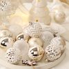 Goodsright Decor 16pcs Christmas Decorations, Champagne Gold And White Christmas Ball Decorations, Christmas Tree Pendants, Home Party Decorations, Scene Decor, Room Decor, Home Decor, Window Decor Pendant, Holiday Party Decor (With Rope)