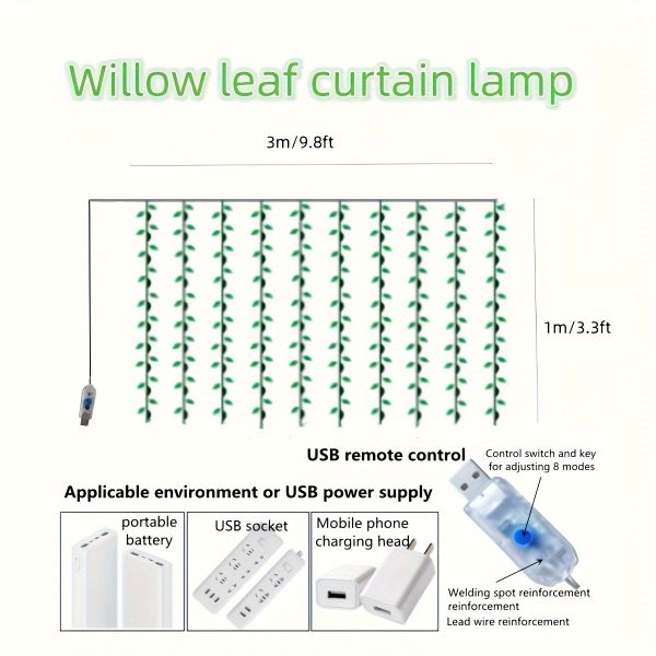 Goodsright Decor Enchanting Willow LED Curtain Lights, 1 Pack of 100, USB-Powered with 8 Twinkling Modes - Versatile Decor for Christmas, Weddings, Parties, Bedrooms, and New Year Ambiance