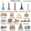 Goodsright Decor 17pcs Baby Montessori Building Model, Simulation Landmark, Great Wall, Colosseum, Eiffel Tower, Education Toy, Gift For Halloween, Thanksgiving, Christmas