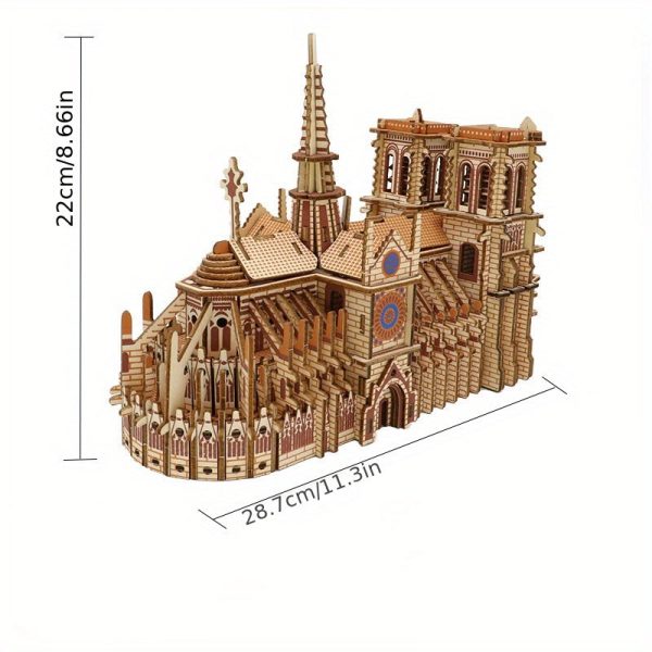 Goodsright Decor Puzle de Madera Notre Dame de Par??s 239pcs - Rompecabezas Educativo 3D, Kit de Artes Creativas - Regalo Ideal para Fiestas (28.7cm x 12cm x 22cm)