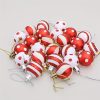 Goodsright Decor 24-Pack Mini Christmas Ornaments, 1.18-Inch Plastic Painted Baubles In Red & White, Holiday Tree Decorations, Festive Hanging Xmas Tree Accessories With Glitter Detail