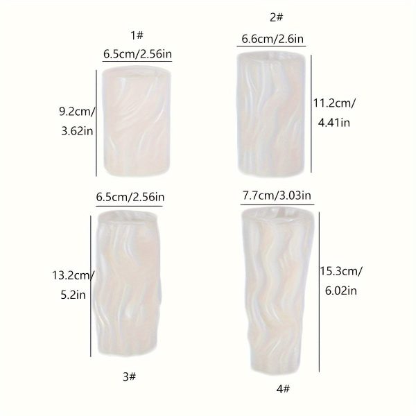 Goodsright Decor 4pcs/set Wave Cylindrical Candle Mold Set - Irregular Geometric Twisted Stripe Design - Durable Silicone for Resin & Gypsum - Unleash Your Creative Flame