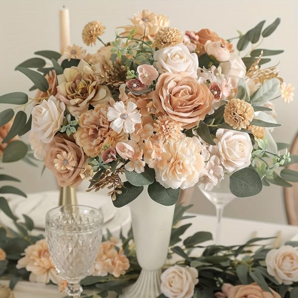 Goodsright Decor 1pc Champagne Elegance Artificial Flower Bundle - Lush Realistic Blooms with Stems for DIY Wedding Bouquets, Centerpieces & Home Decor - Perfect for Spring Showers, Parties & Valentines Day